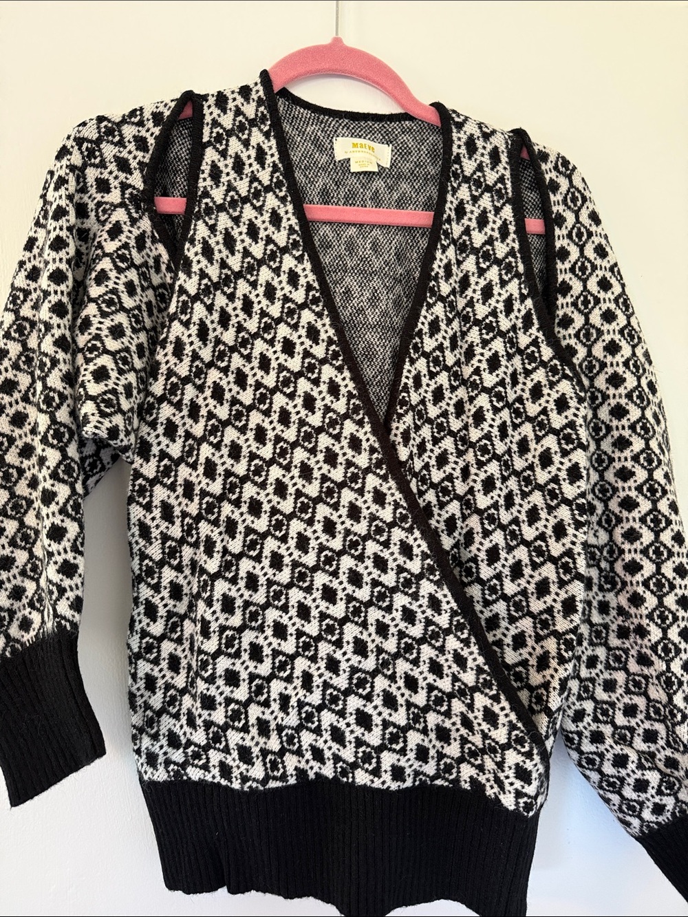 NWT Maeve Black & White Patterned Wrap Sweater with Shrug Set